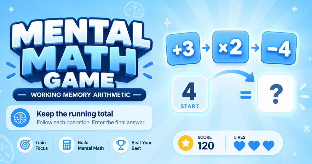 Fundamental Math Conversion Mental Math Game - Working Memory Arithmetic