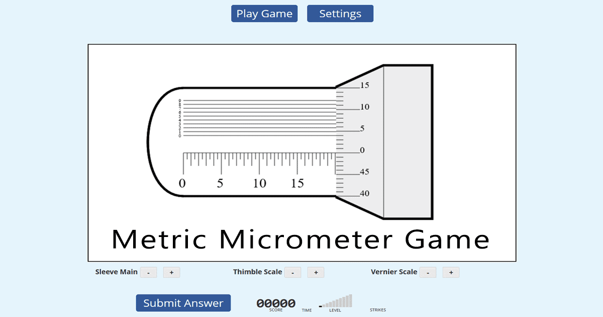 Metric Micrometer Game Learn to Read a Metric Micrometer