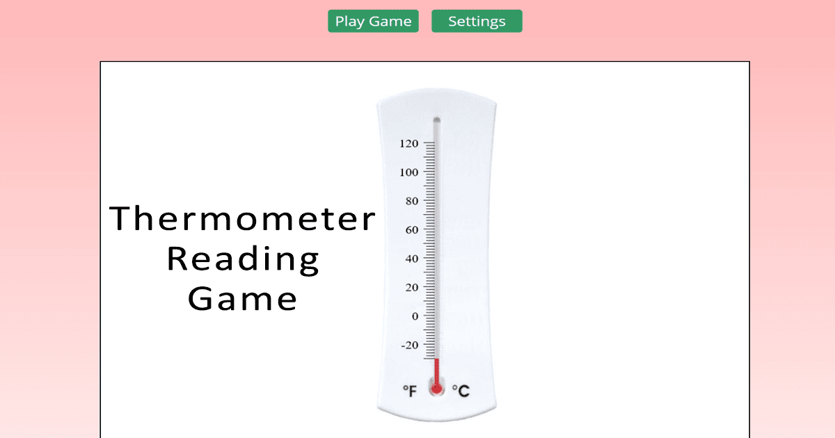 Thermometer Reading Game Learn to Read a Thermometer